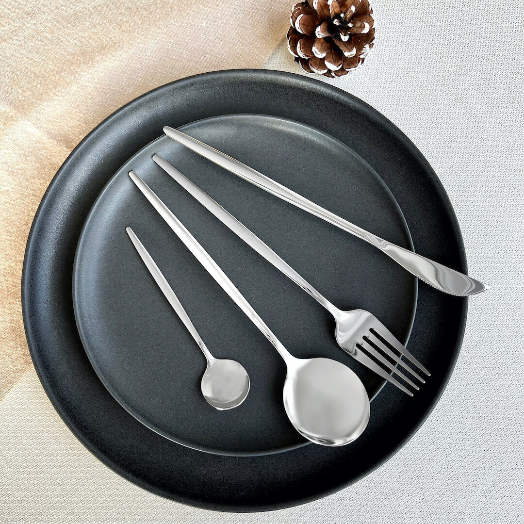 Modern Silver Flatware Set - 24 Piece