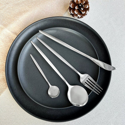Modern Silver Flatware Set - 24 Piece