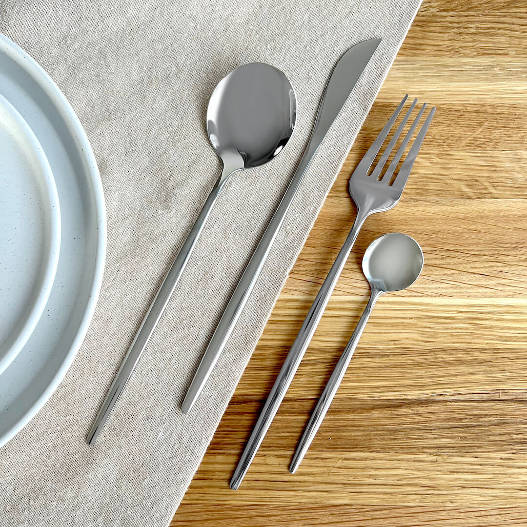 Modern Silver Flatware Set - 24 Piece
