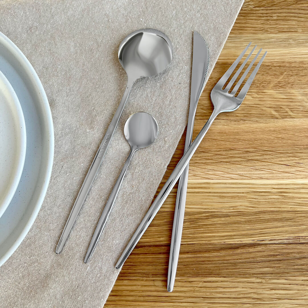 Modern Silver Flatware Set - 24 Piece