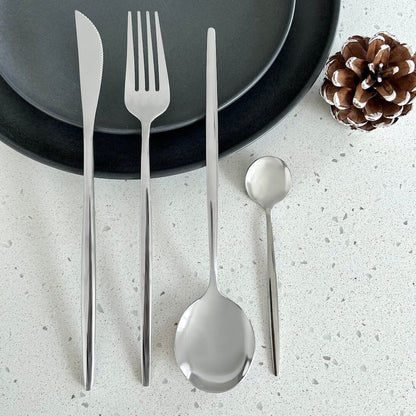 Modern Silver Flatware Set - 24 Piece