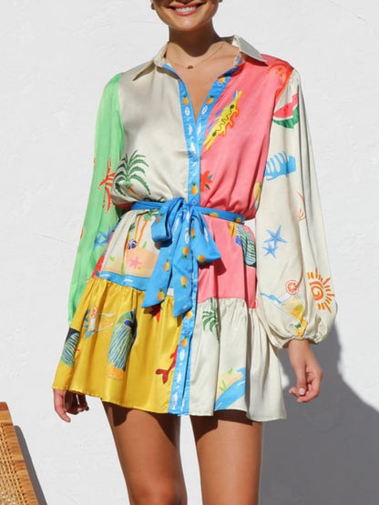 Abstract Print Spaghetti Strap Mini Dress