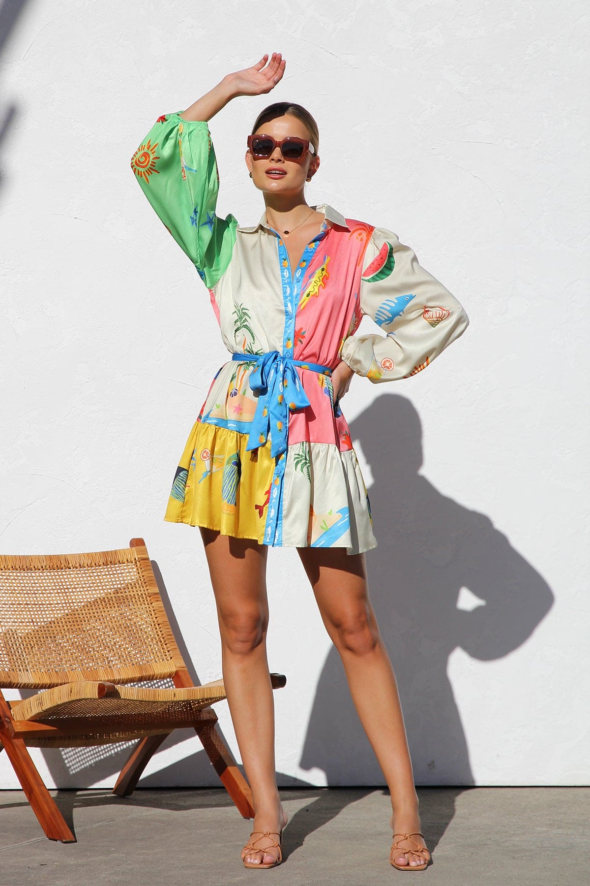 Abstract Print Spaghetti Strap Mini Dress