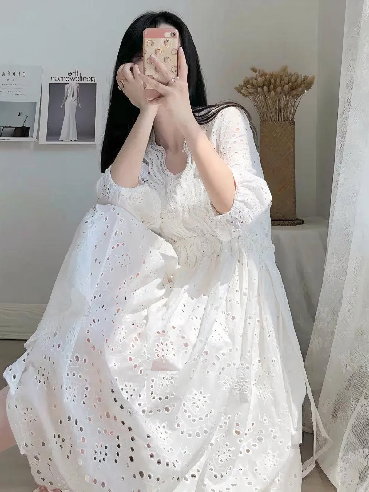 Off Shoulder Lace Panel Midi Dress