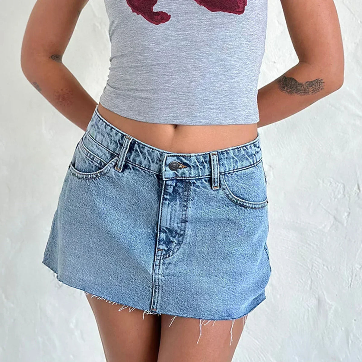 Denim Cargo Pocket Vintage Skirt