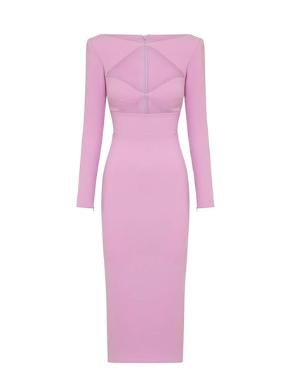 Long Sleeve Cutout Twist Bodycon Midi Dress
