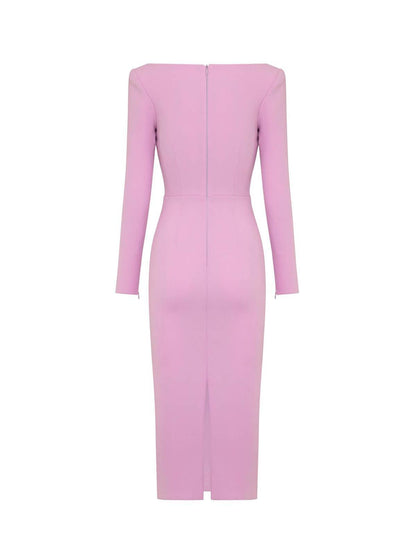 Long Sleeve Cutout Twist Bodycon Midi Dress