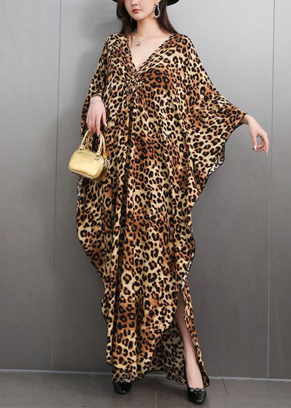 Print Batwing Sleeve Deep V-Neck Kaftan Maxi Dress