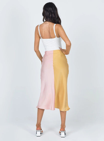 High Rise Dual Colored Pastel Midi Slip Dress