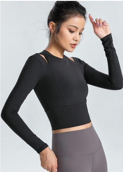 Long Sleeve Shoulder Cutout Top