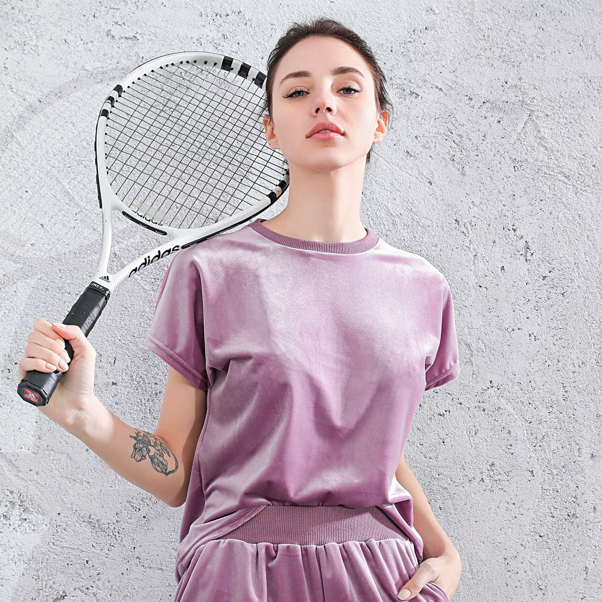 Mesh Lined Velvet Relaxed Tee