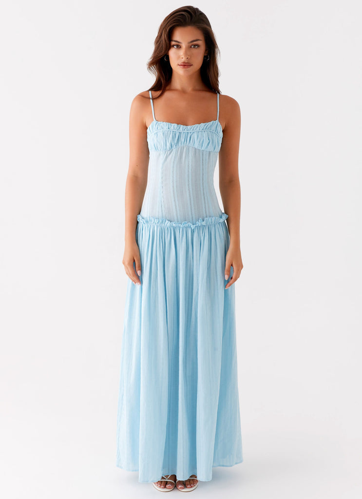 Spaghetti Strap Ruched Drop Waist Gathered Tier Maxi Dress