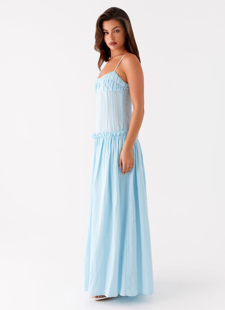 Spaghetti Strap Ruched Drop Waist Gathered Tier Maxi Dress