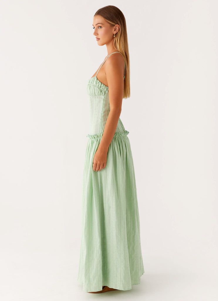 Spaghetti Strap Ruched Drop Waist Gathered Tier Maxi Dress