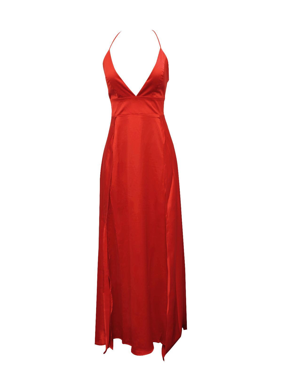 Cross Back Lace Up Corset Back Flared Satin Maxi Gown