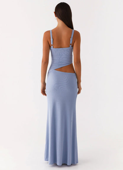 Pointelle Crochet Twist Front Cutout Crop Maxi Skirt Set