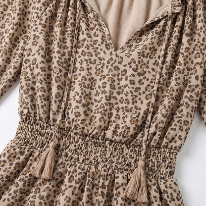 V-Neck Ruffle Mini Dress with Lantern Sleeves