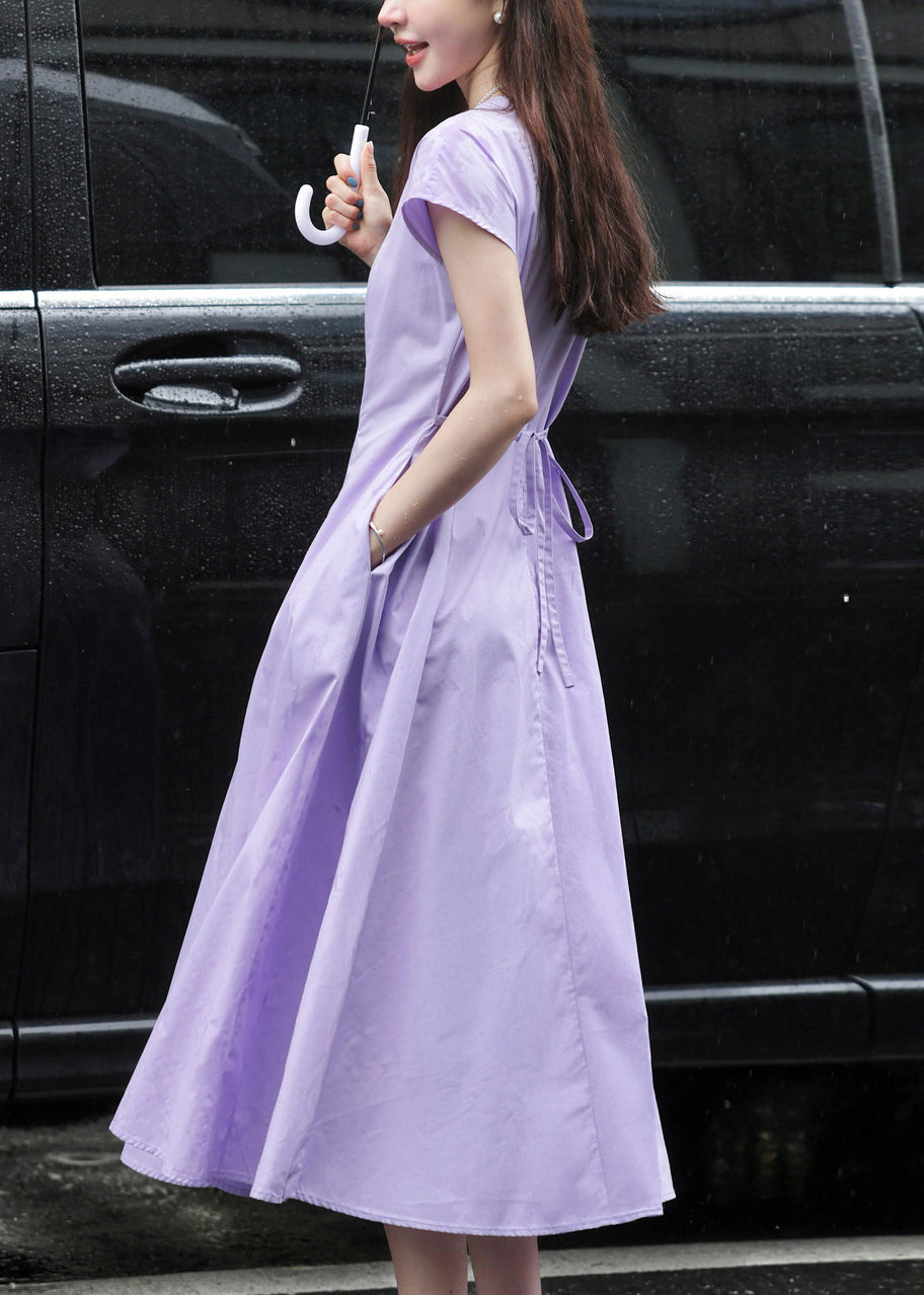 Cap Sleeve Round Neck Princess Seam Fit Flare Midi Dress
