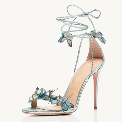 New Yellow Green Cross Strap Elegant High Heel High Heel