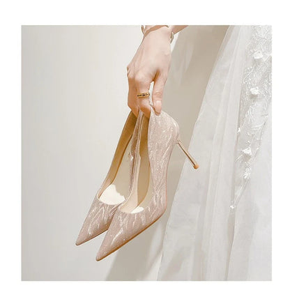 Luxury Gold Silver Pointed Party Wedding Designer High Heel High Heel