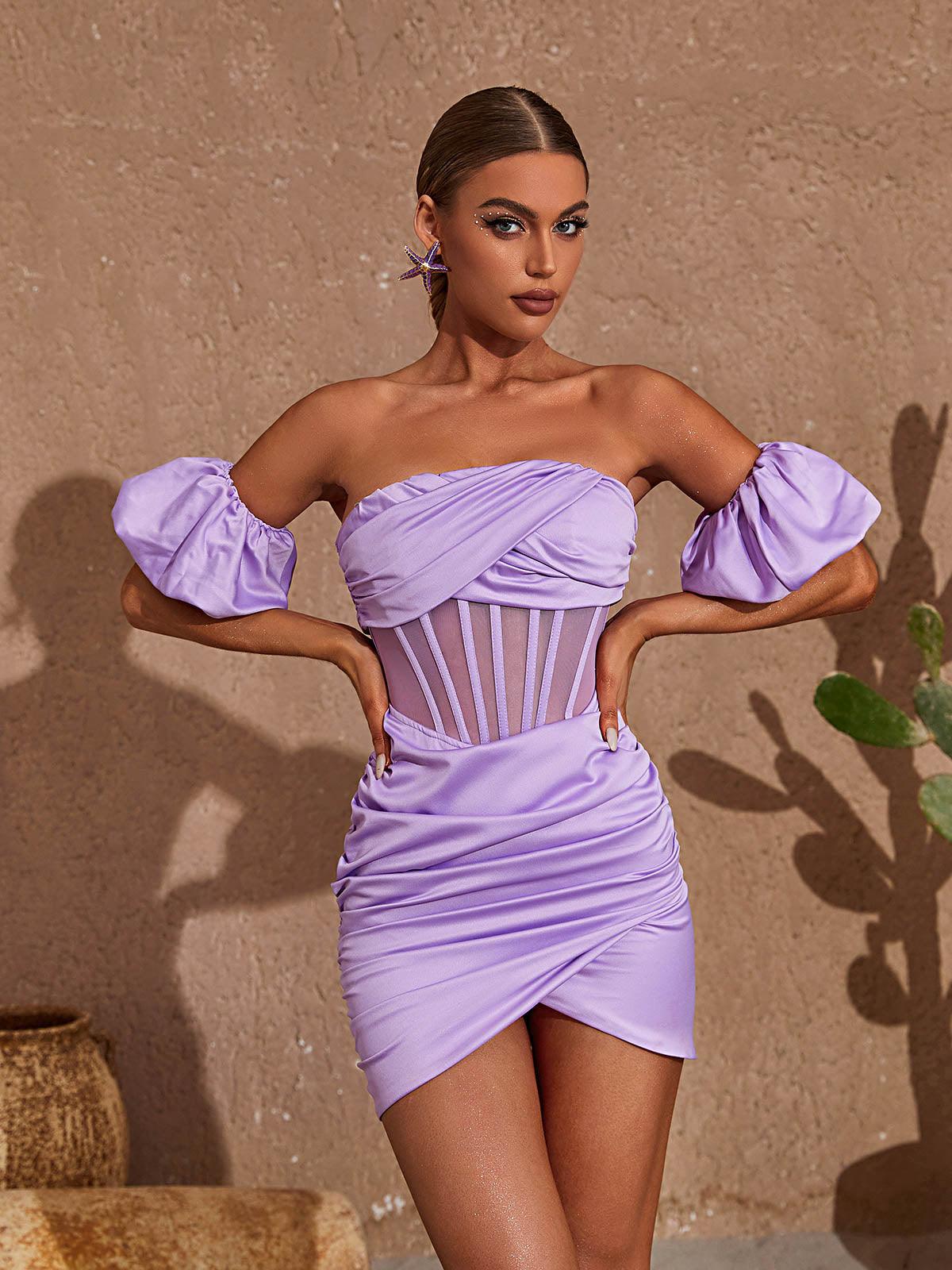 Strapless Satin Corset Mini Dress
