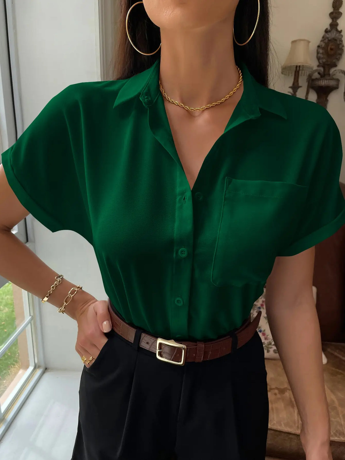 Chiffon Short-Sleeved Casual Blouse