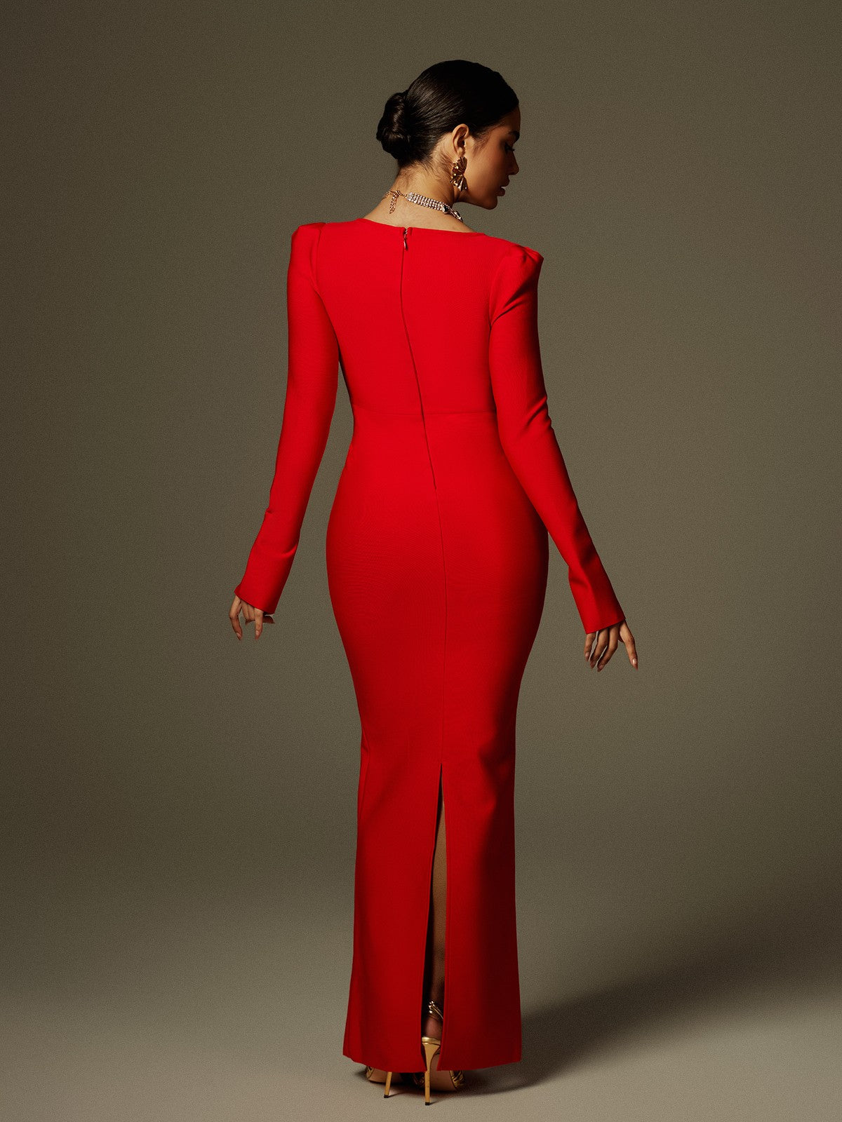 Flower Fringe Bandage Column Maxi Gown