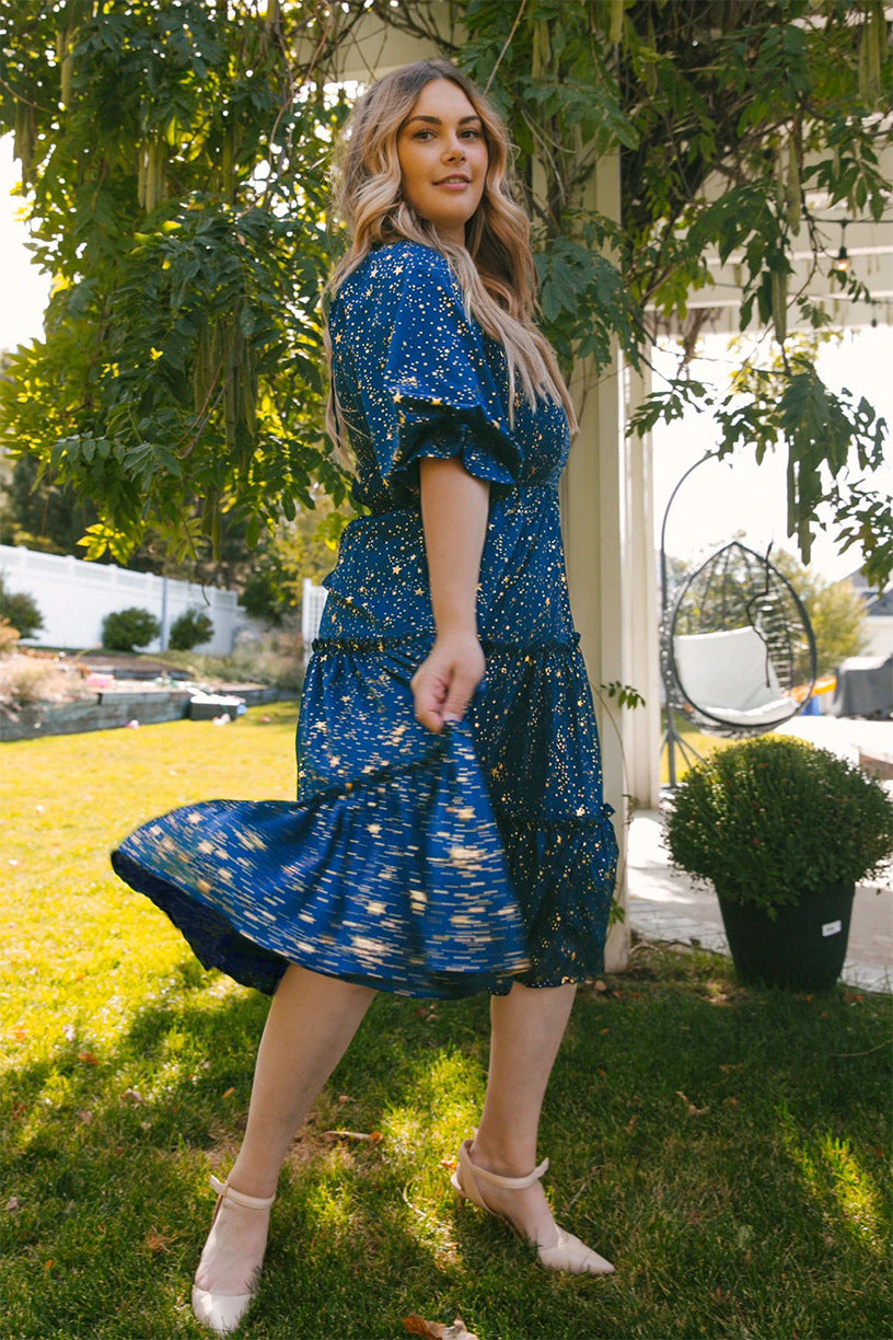 Printed Ruffle Tiered Midi Dress