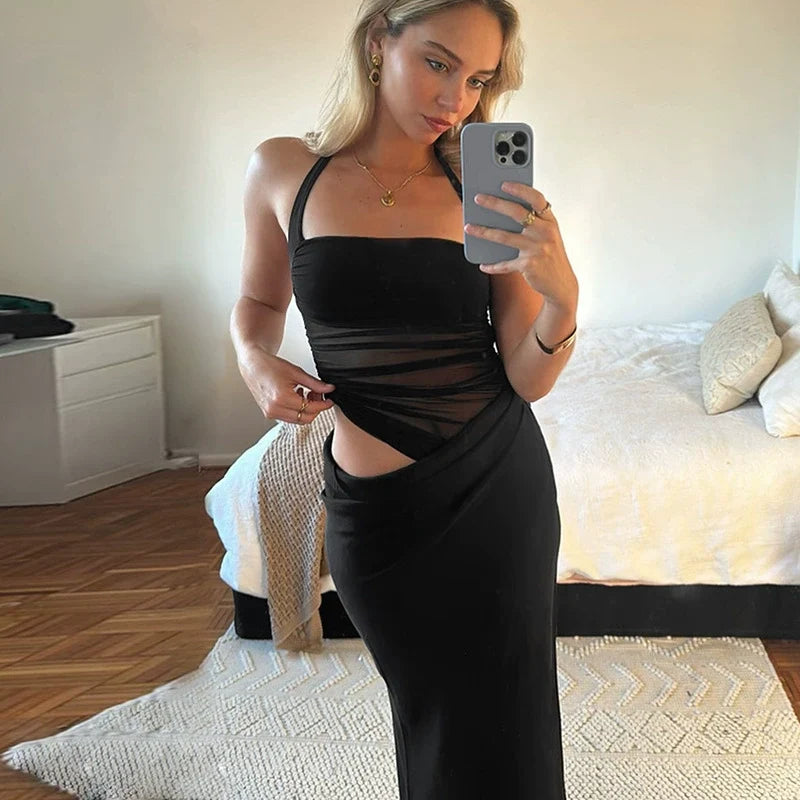 Emi Pleated Halter Maxi Dress
