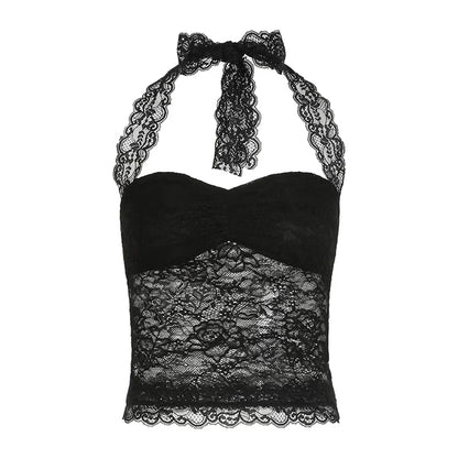 Lace Trim Halter Camisole Top