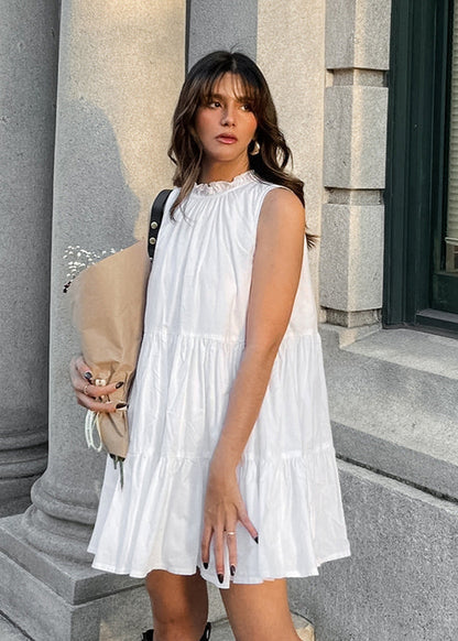 Sleeveless Tiered Ruffle Collar Babydoll Mini Dress