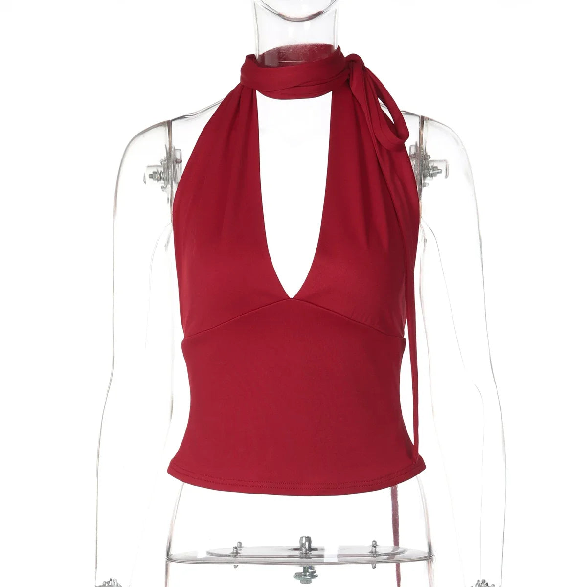 Deep V Backless Halter Top
