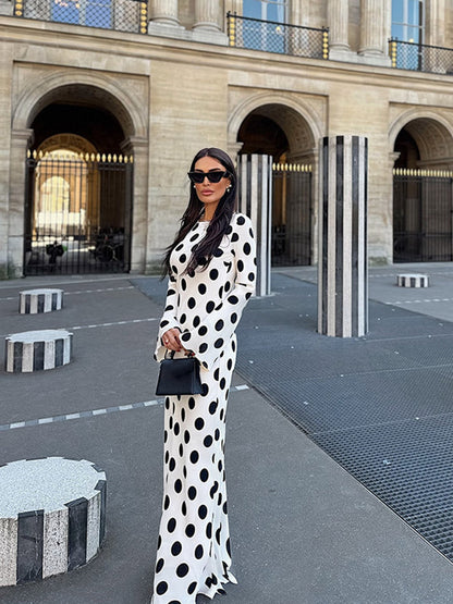 Polka Dot Mermaid Column Maxi Gown