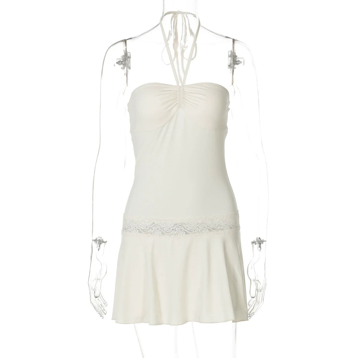 Haydee Lace Halter Mini Dress