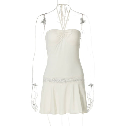 Haydee Lace Halter Mini Dress