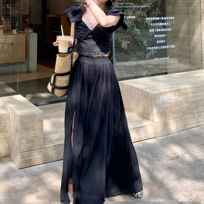 French Retro TwoPiece Dress with Bow