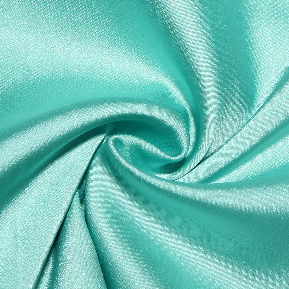 Strapless Ruched Side Cascade Panel Satin Mini Dress