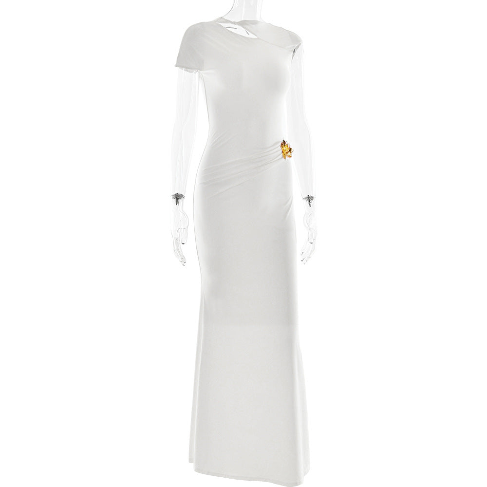 Pleated Column Maxi Dress