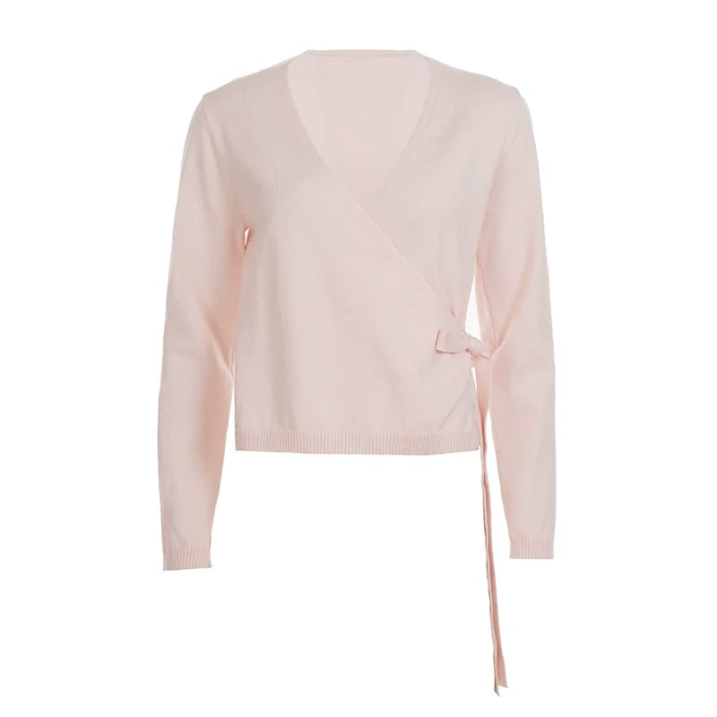 Nalayah V-Neck Tie Knit Top
