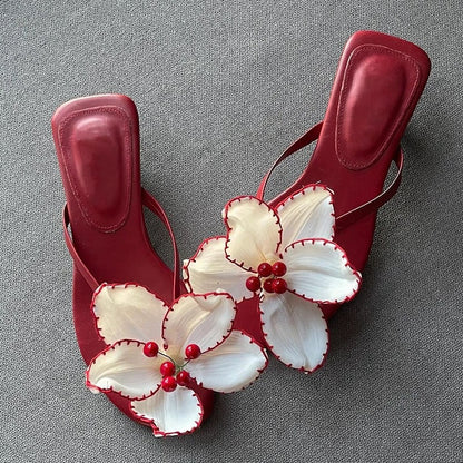 Emori Floral Kitten Heel Sandals