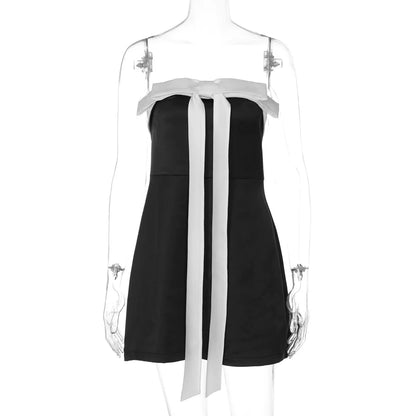Bow Detail Strapless Mini Dress