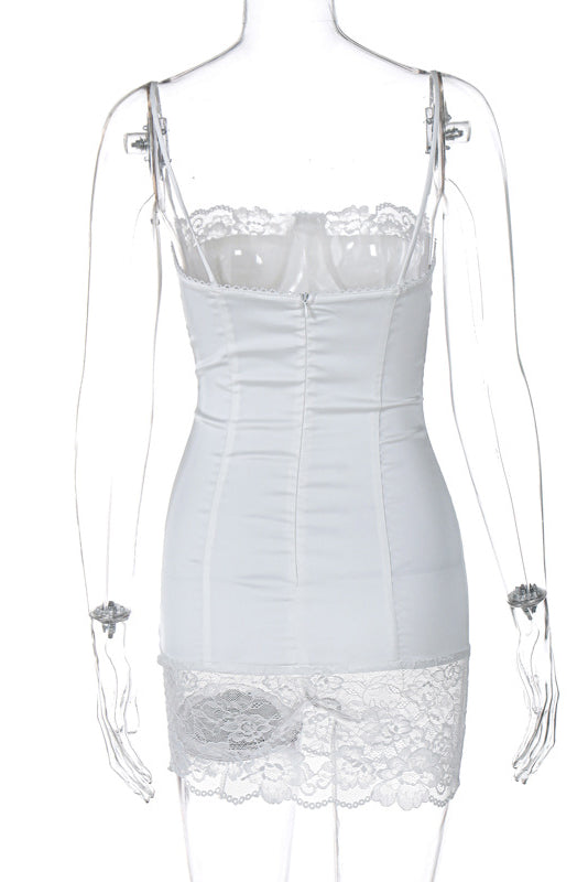 Strapless Lace Ruffle Corset Bodice Mini Dress