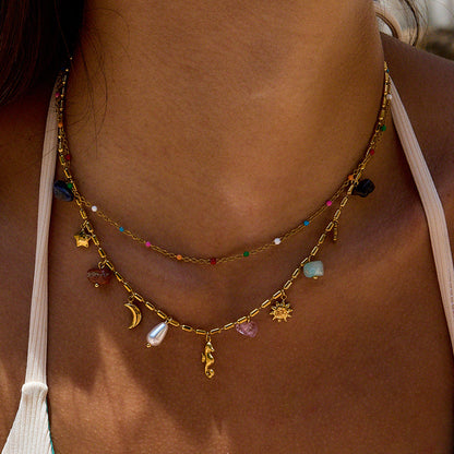 Ocean Style Titanium Steel Double Layer NeckLace