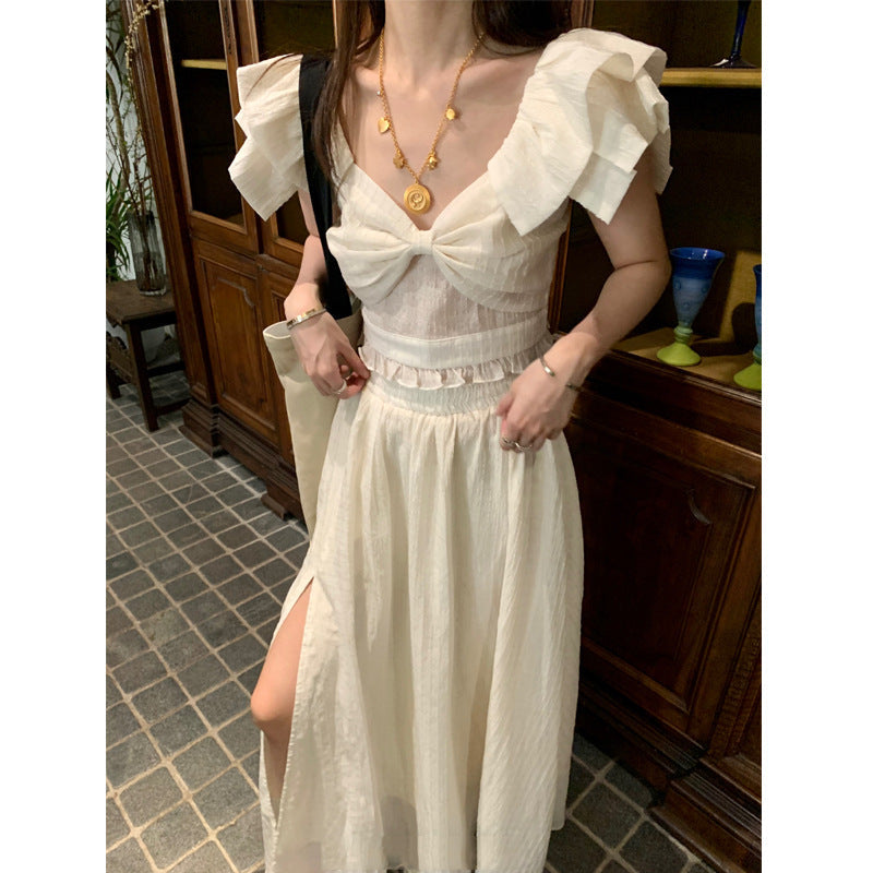 French Retro TwoPiece Dress with Bow