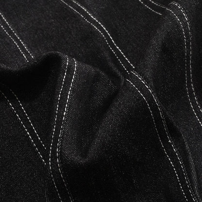Black Strapless Distressed Denim Bodycon Mini Dress