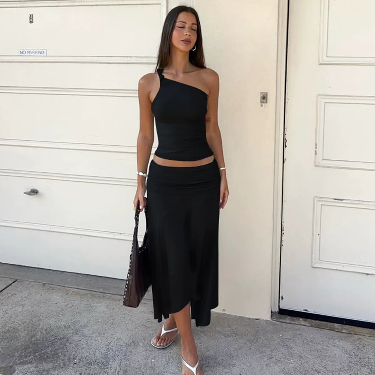 Taryn Ribbed Twist Skirt Set