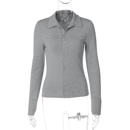 Aniylah Ribbed Collared Button Top