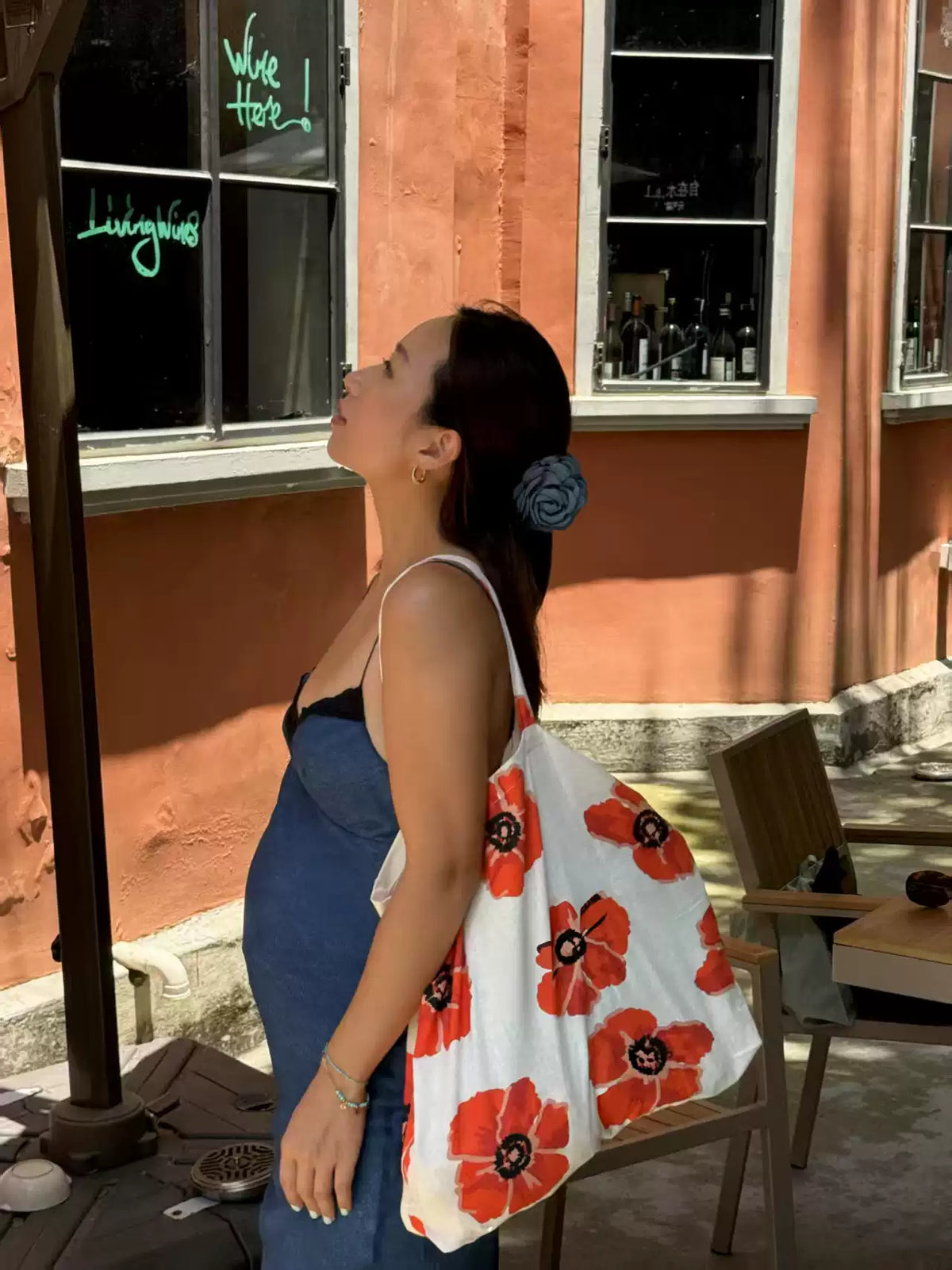 Sofi Orange Floral Tote Bag