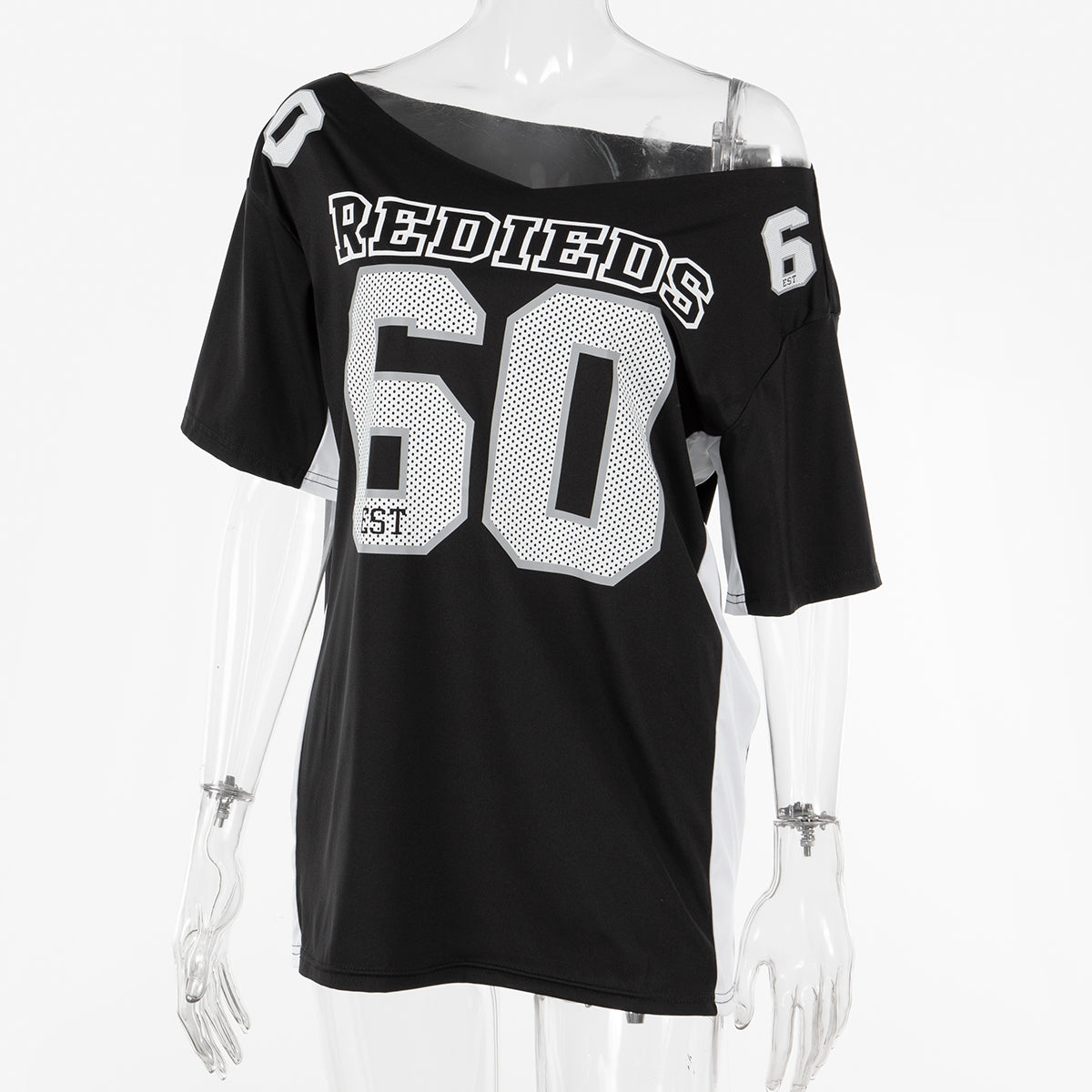 Jaidah Graphic Off-Shoulder T-Shirt