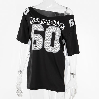 Jaidah Graphic Off-Shoulder T-Shirt